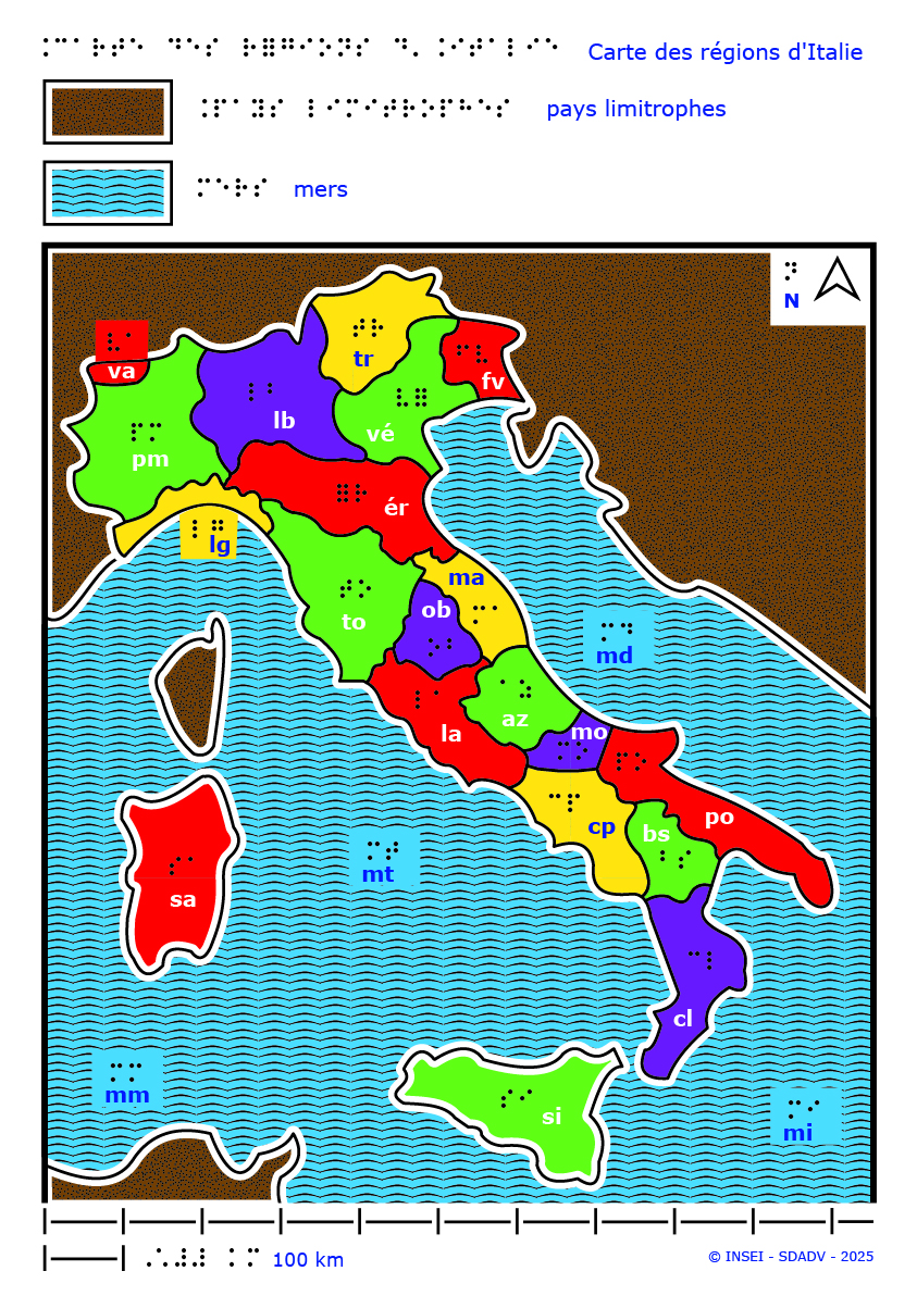 Carte des régions d'Italie en bigraphie