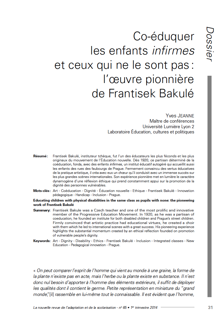 Couverture de la revue n°65 de La nouvelle revue de l'adaptation et de la scolarisation