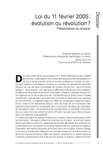 Première page de l'article "Un enjeu pour les élèves, les familles et les acteurs"