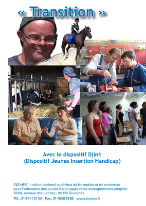Jaquette du film "Transition Avec le dispositif Djinh" illustrée par plusieurs photos de jeunes adultes en situation de handicap