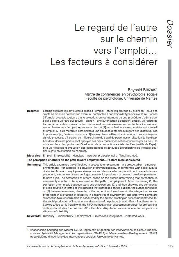 Page de l'article de R. Brizais